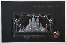 Dessin Maquette Décor Théâtre Moscou Illuminé Nuit Cathédrale Basile Guirlandes