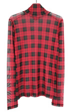 Maje Blouse Femme Taille M Manches Longues Col Haut Transparent Fin À Carreaux