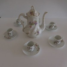 Service café table  Art nouveau fleur céramique porcelaine Giraud Limoges France