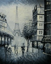 Tableau & Peinture Huile sur toile: Paysage, Paris Tour Eiffel 20X25cm