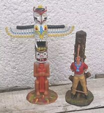  ELASTOLIN LOT TOTEM INDIEN FARWEST CAMPEMENT