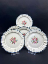 6 assiettes à dessert Bernardaud Limoges B&Co décor floral et filet bleu or