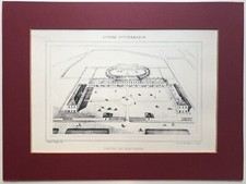 ILLUSTRATION D'UNE GRAVURE XIXe : ANGERS, DEPÔT DE REMONTE, EQUITATION, CHEVAUX