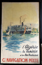 Affiche ORIGINALE  Cie de Navigation Mixte Roger CHAPELET 1950  dim 061X099