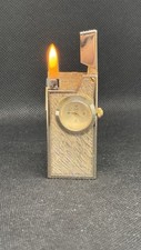Vintage RIVO Watch Lighter Swiss Made 17 Jewels Petrol Fill Gold Bark 1950s