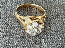 Bague en or massif 18 carats - marguerite - taille 48