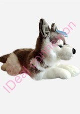 Peluche chien Husky couché