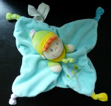 *. DOUDOU PLAT ETOILE NICOTOY SIMBA GARCON POUPEE BLEU VERT  maison grelot NEUF*