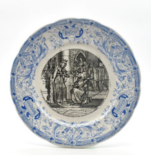 Sarreguemines assiette parlante Jeanne D'Arc Charles VII french ceramic plate