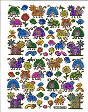 Autocollants scrapbooking metallisée coccinelles rigolotes 13cmx10cm bords dorés