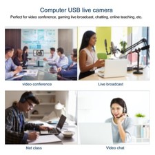 Webcam With Light Built In Microphone For Live Streaming Video Computer Supp NEW