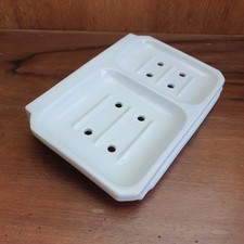 Ancien Double Porte-Savon Mural Céramique Blanche Art Déco