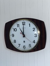 Pendule horloge formica Ancienne vintage - VEDETTE - Marron & jaune - Années 60