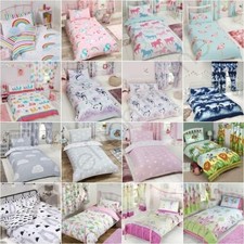 Filles Housse Couette - Junior Simple Double - Licorne Nuages Stars Arcs-en-Ciel