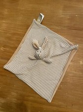 Doudou Teddy Naturel Kompaniet Teddykompaniet Lapin Plat Carré Blanc Rayé Beige