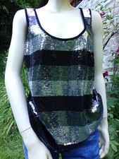 JOFRATI HAUT TOP DEBARDEUR NOIR ARGENTE FETES OCCASIONS SOIREES T 3  40 / 42 TBE