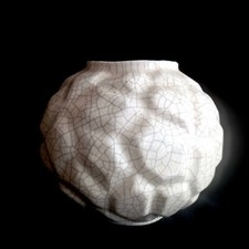 MAGNIFIQUE VASE EN CERAMIQUE BLANCHE CRAQUELEE ART DECO MODERNISTE 