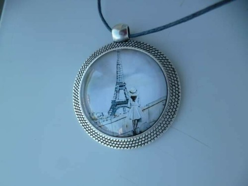 Collier argent cabochon - collier, vélo
