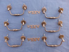 6 poignées pendantes rosaces + 3 entrées fer tiroirs commode meuble Lg 14 cm