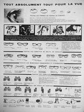 PUBLICITÉ 1961 LISSAC POUR LA VUE LUNETTES JUMELLES LOUPES LONGUE VUE MICROSCOPE