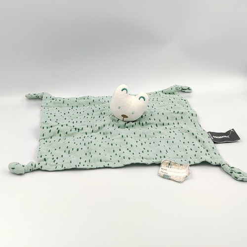 Doudou plat chat - blanc, bleu
