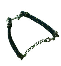 Bracelet ancre marine argent rhodié | Cordon bleu nautique réglable homme femme