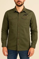 Chemise Rip Curl kaki – 100 % coton – Taille L – Style militaire décontracté