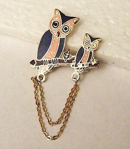 Broche hibou email couleur - broche,