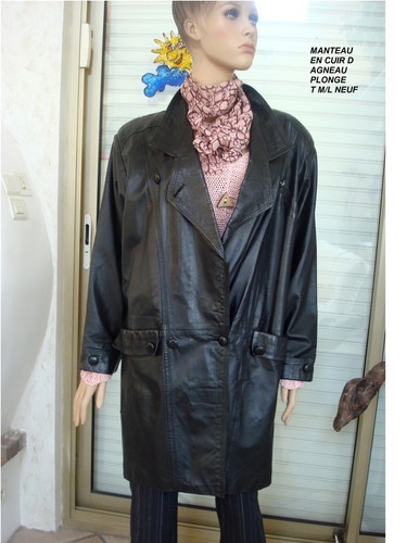 Manteau cuir agneau plonge - cuir,