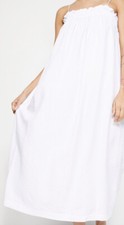 Robe Mi Longue Oversize Blanc Buste Droit Effet Volant Fines Bretelles H&M L