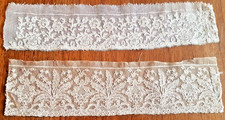 DENTELLES - 2 longueurs de dentelle XIXe, motifs différents -30 cm x 7 cm