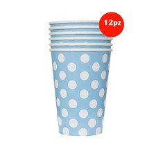 X 12 Pièces Verres Bleus À Pois Blancs En Papier Fêtes Anniversaires Événements