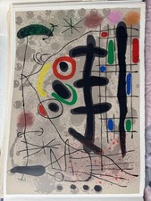 Joan Miro lithographie LE LEZARD AUX PLUMES DOR  couleurs  
