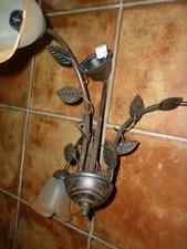 lustre plafonnier luminaire 3 globes verre métal marron clair + 1 applique assor