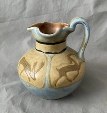 Pichet en grès de Louis Lourioux décor frise de cervidés