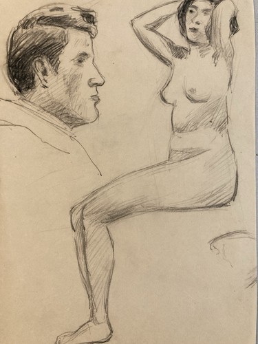 Ancien beau dessin 1910 - ancien, nu