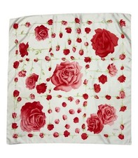 Carp Diem 100% Soir Blanc Imprimé En Rose Vintage Foulard 100% Soie