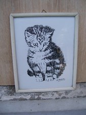 Le Chaton dessin Encre original de Bernard Le Beguec Chat