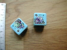 2 LIGHT BLUE MONSTERS DICES  /