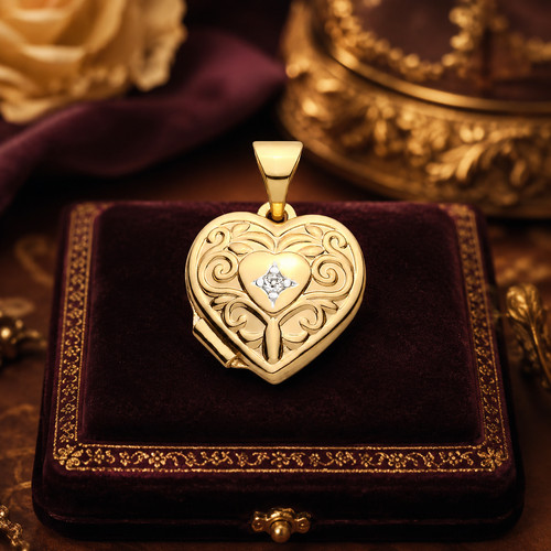 Pendentif médaillon coeur - , en
