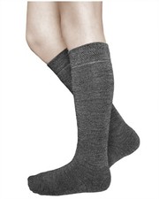 Chaussette haute enfant LAINE MERINOS, chaude mi bas longue noire gris, VITSOCKS