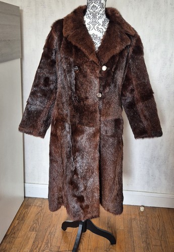 Manteau renard brun fourrures - manteau,