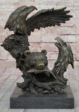 Art Animalier Intemporel Sculpture En Bronze Ours Aigle Bison Par Miguel Lopez