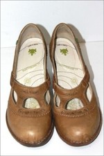 EL NATURALISTA Escarpins à Brides Cuir Marron Ocre Doublés Cuir T 39 TBE