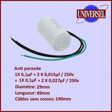 Condensateur - Antiparasite 0,1f+2x0,015f / (ou 2X0,027f) (0,1MF+2x0,015MF) 250V