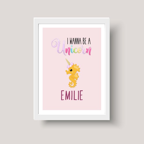 Affiche murale enfant - affiche, licorne