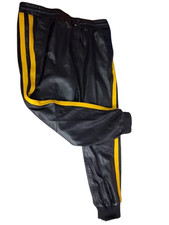 Nouveau pantalon rayé en cuir