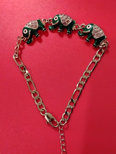 Green elephants bracelet - gp,