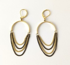 Boucles d'oreilles pendantes, marque Agatha en laiton doré à l'or fin