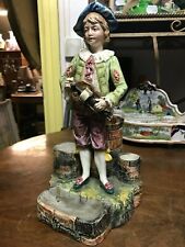 grand pot à tabac en barbotine jouer de vielle à roue BERNARD BLOCH ?  fin 19 em